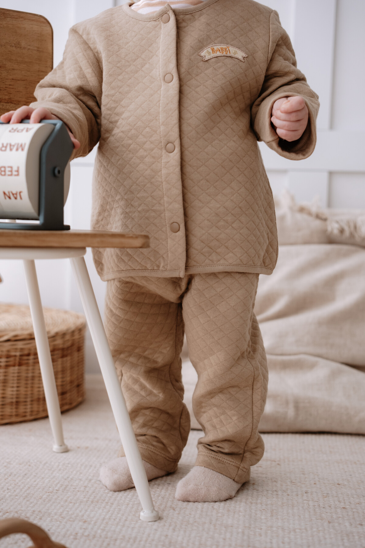 Quilted Baby Pants - Beige