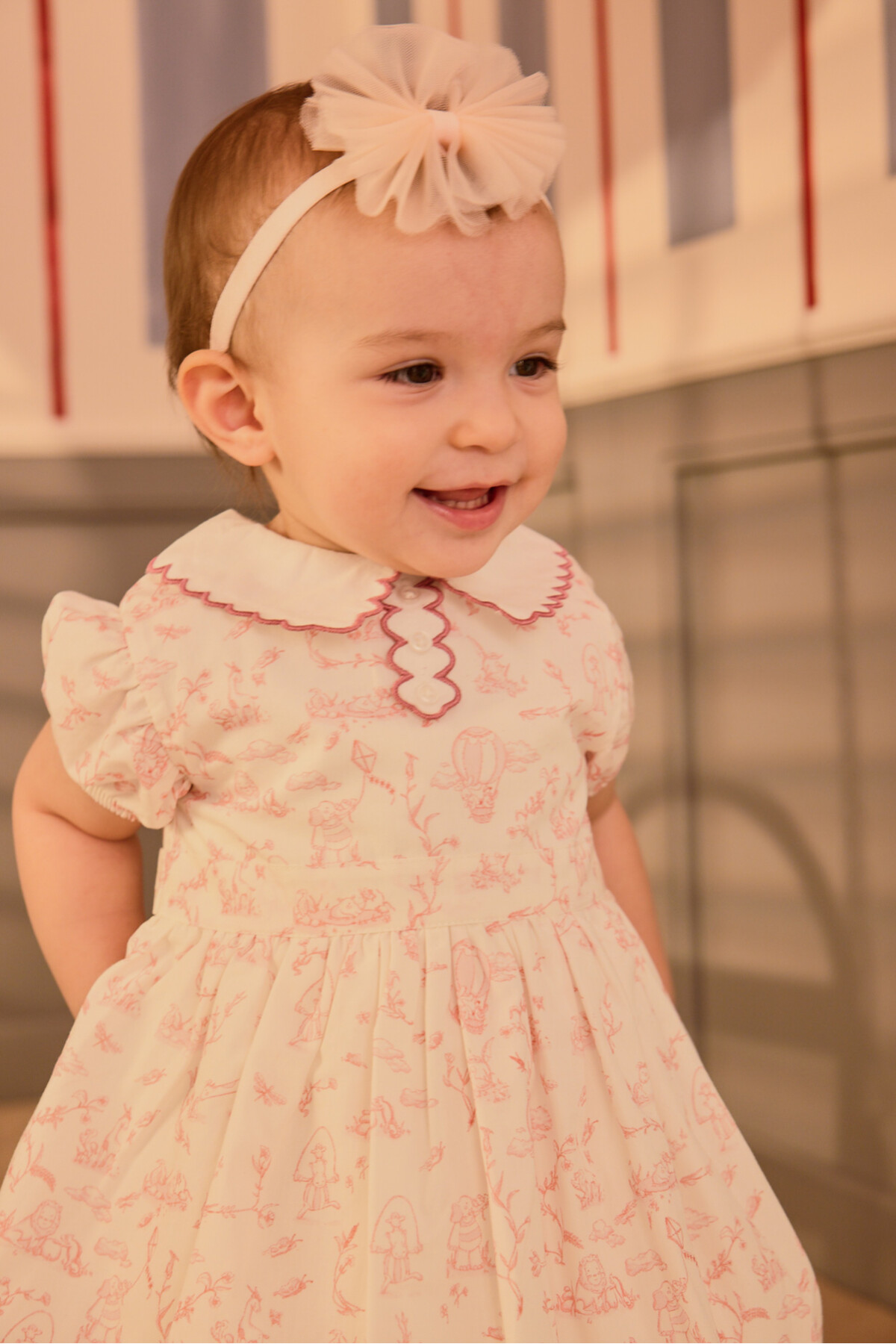 Kız Bebek Elbisesi - Toile De Jouy / Pembe