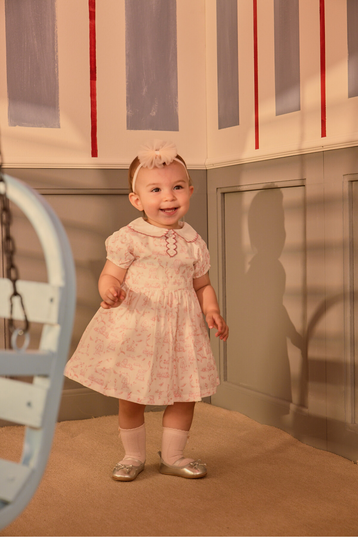 Kız Bebek Elbisesi - Toile De Jouy / Pembe