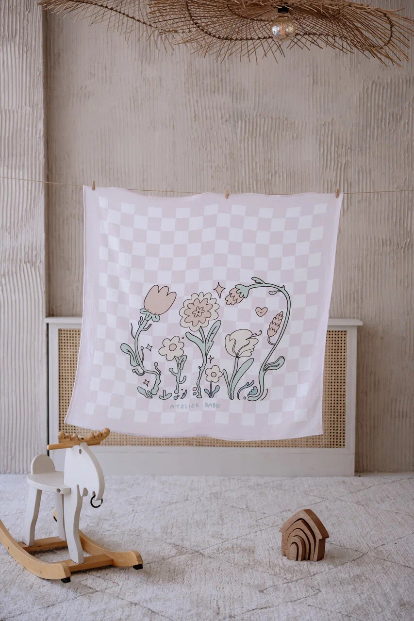 Muslin Swaddle and 3 Piece Mouth Cloth Set - Checkers