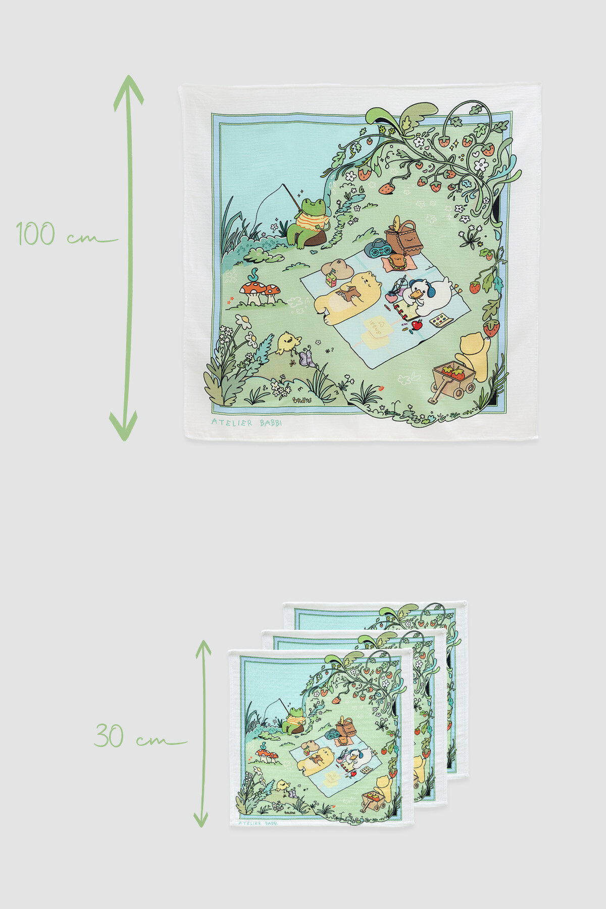 Muslin Swaddle and 3 Piece Mouth Cloth Set - Picnic