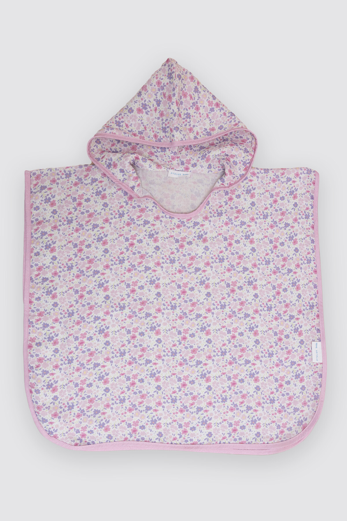 Baby Poncho - Tiny Flowers / Pink