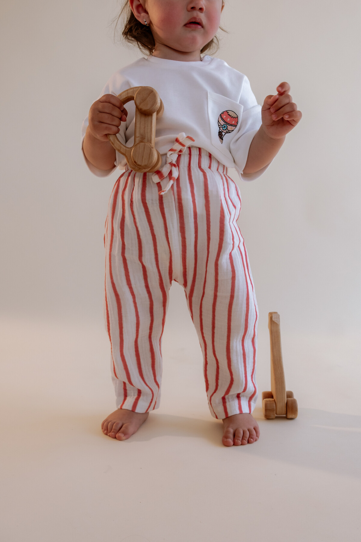 Müslin Bebek Pantolonu - Kırmızı Çizgili