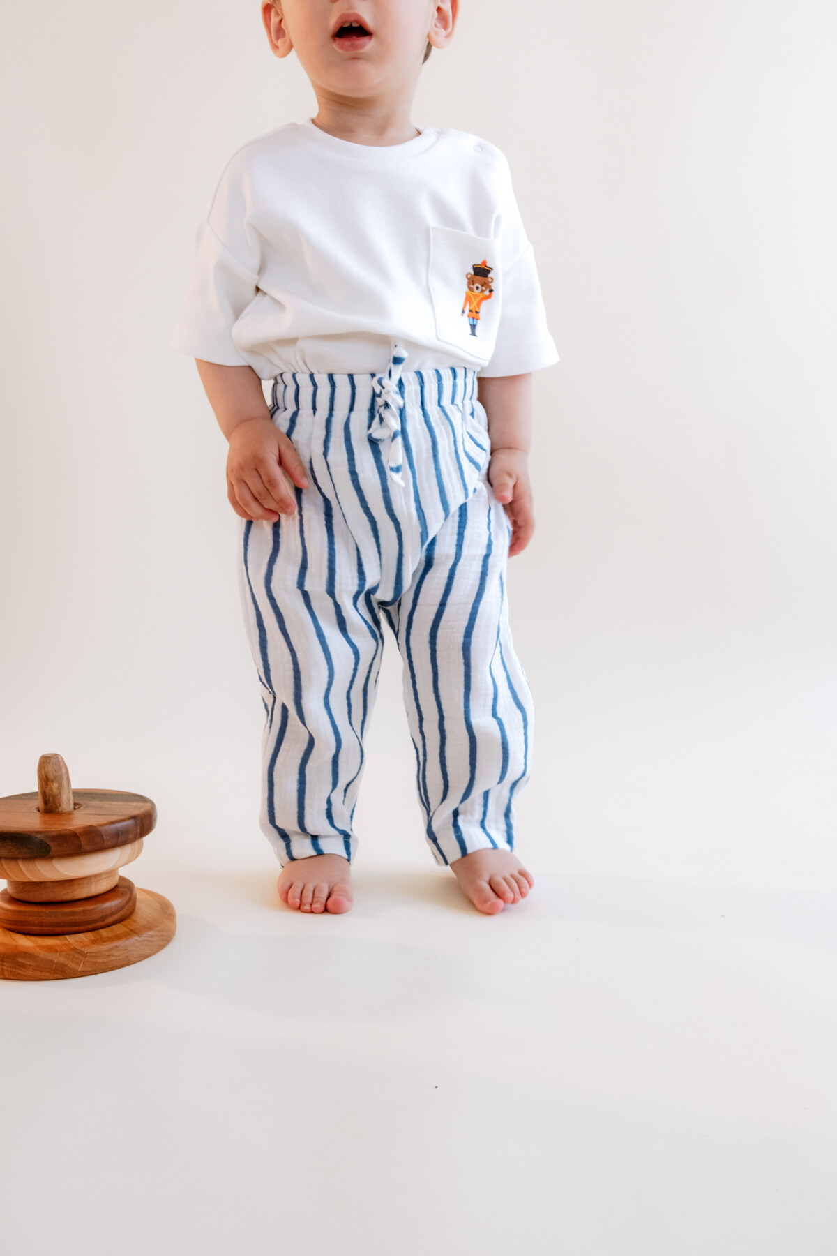 Muslin Baby Pants - Blue Striped