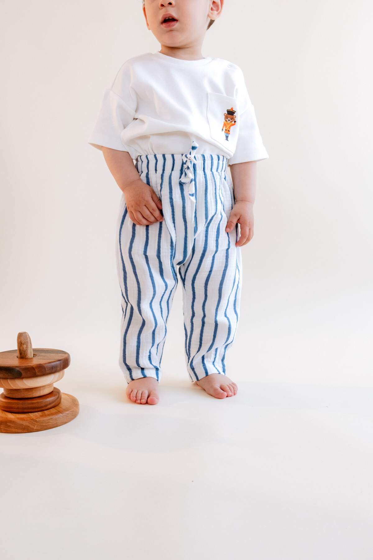 Muslin Baby Pants - Blue Striped