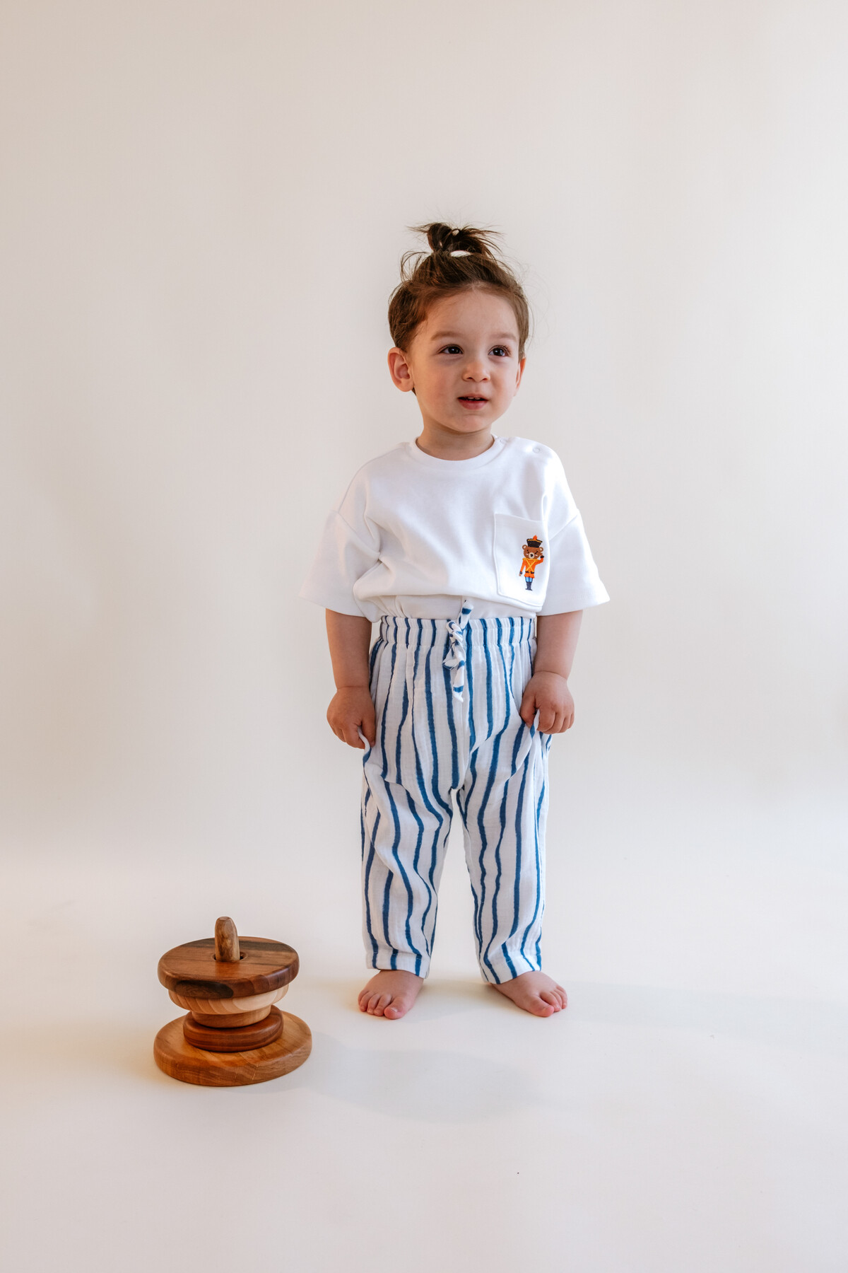 Muslin Baby Pants - Blue Striped
