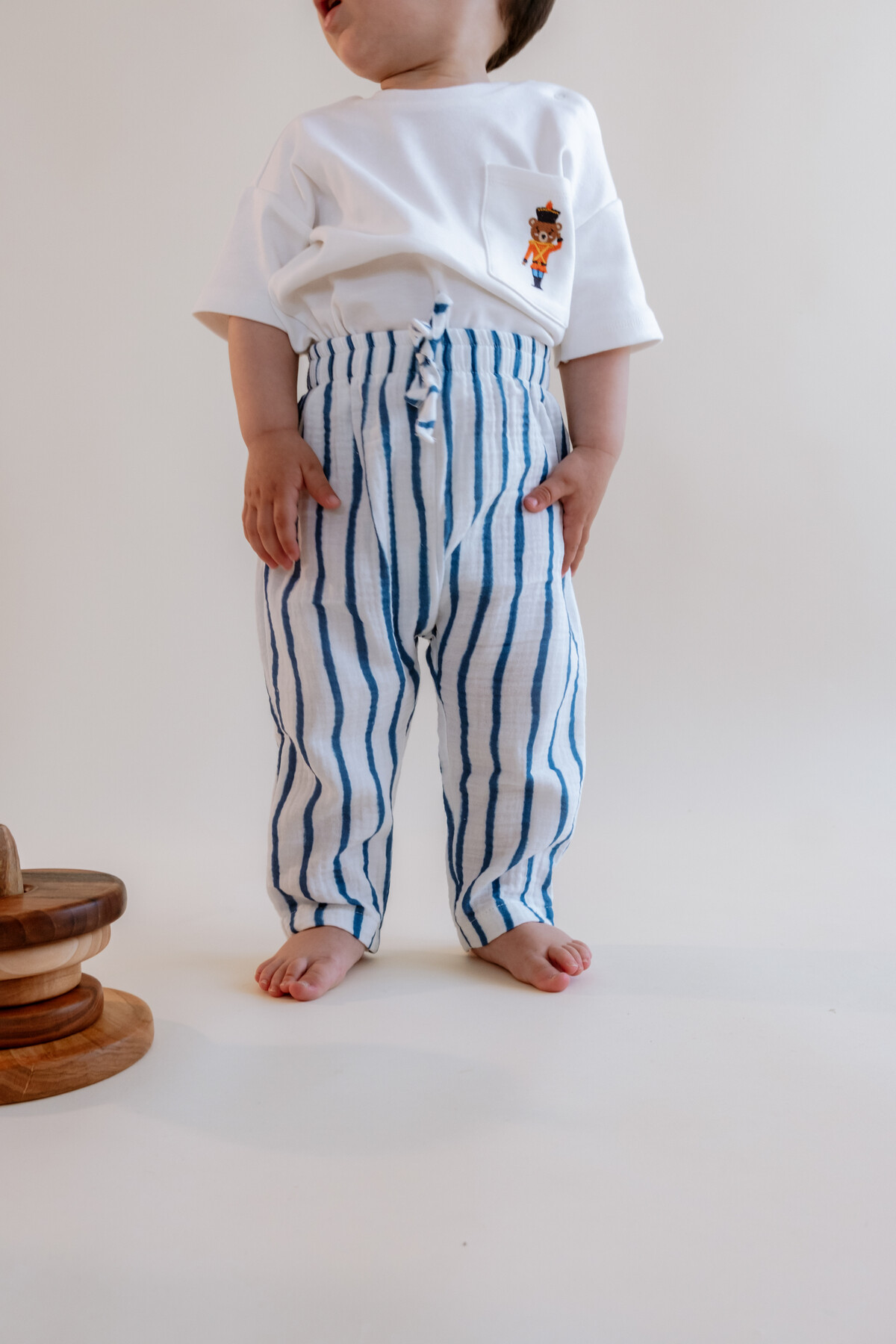 Muslin Baby Pants - Blue Striped