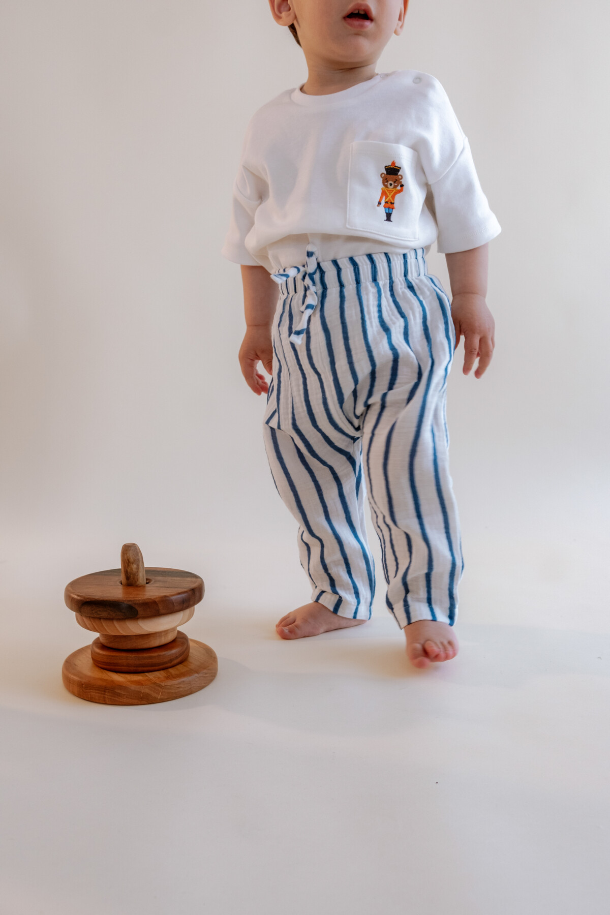 Muslin Baby Pants - Blue Striped