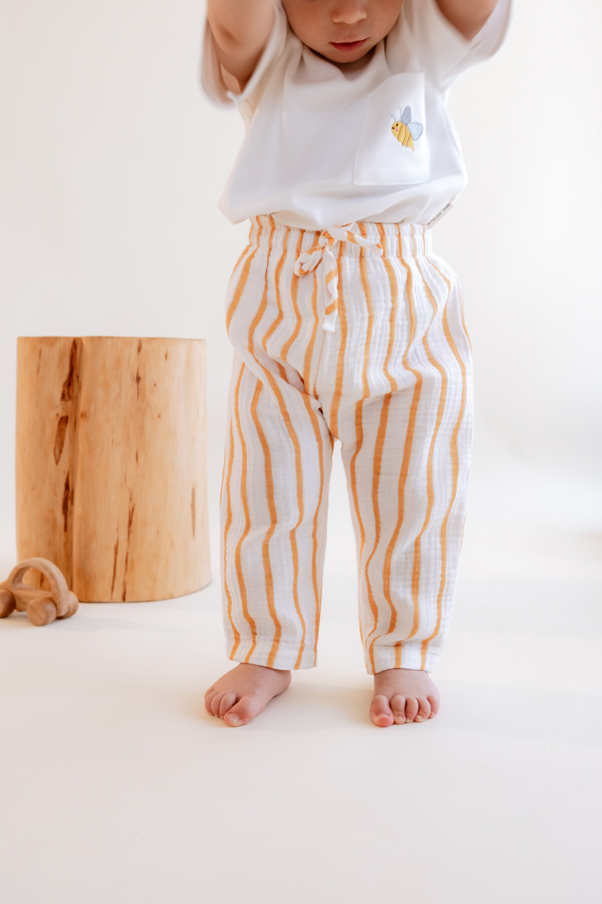 Muslin Baby Pants - Yellow Striped