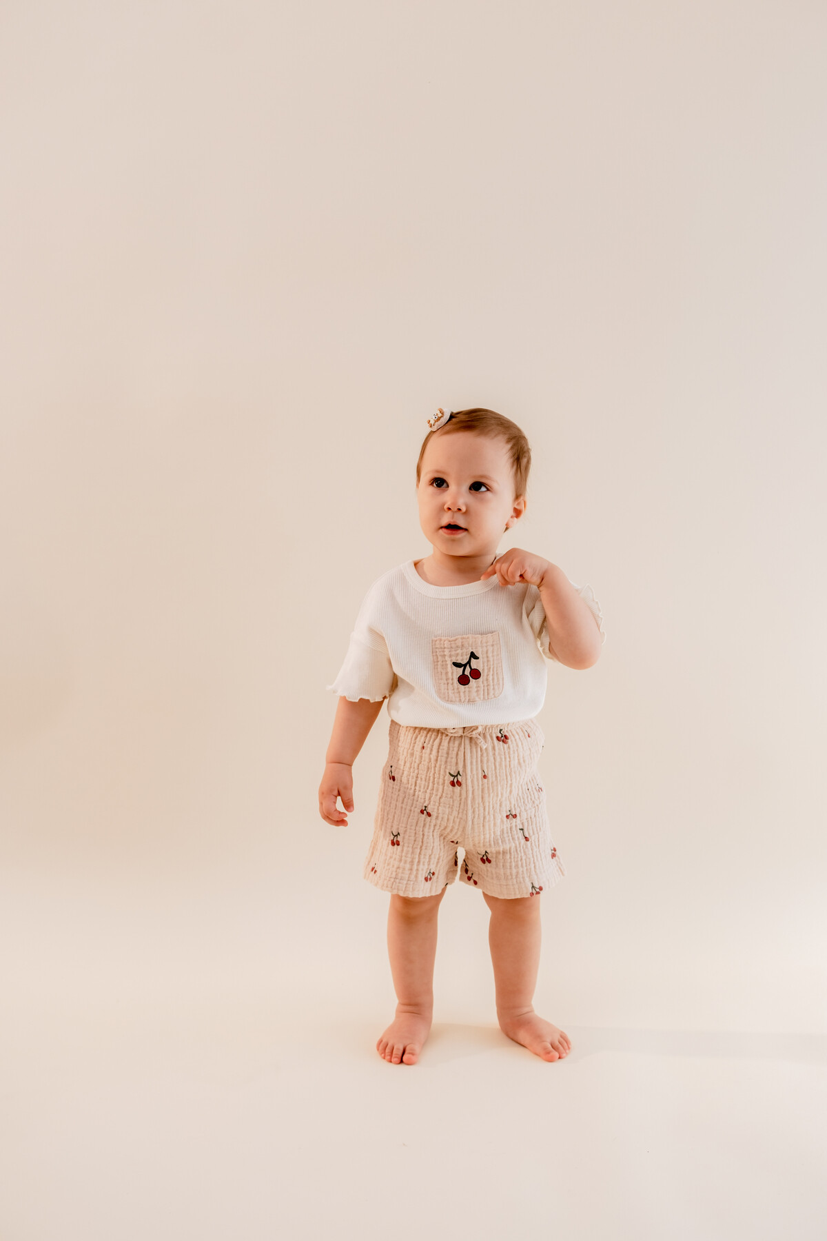 Müslin Bebek Şortu - Kiraz Desenli