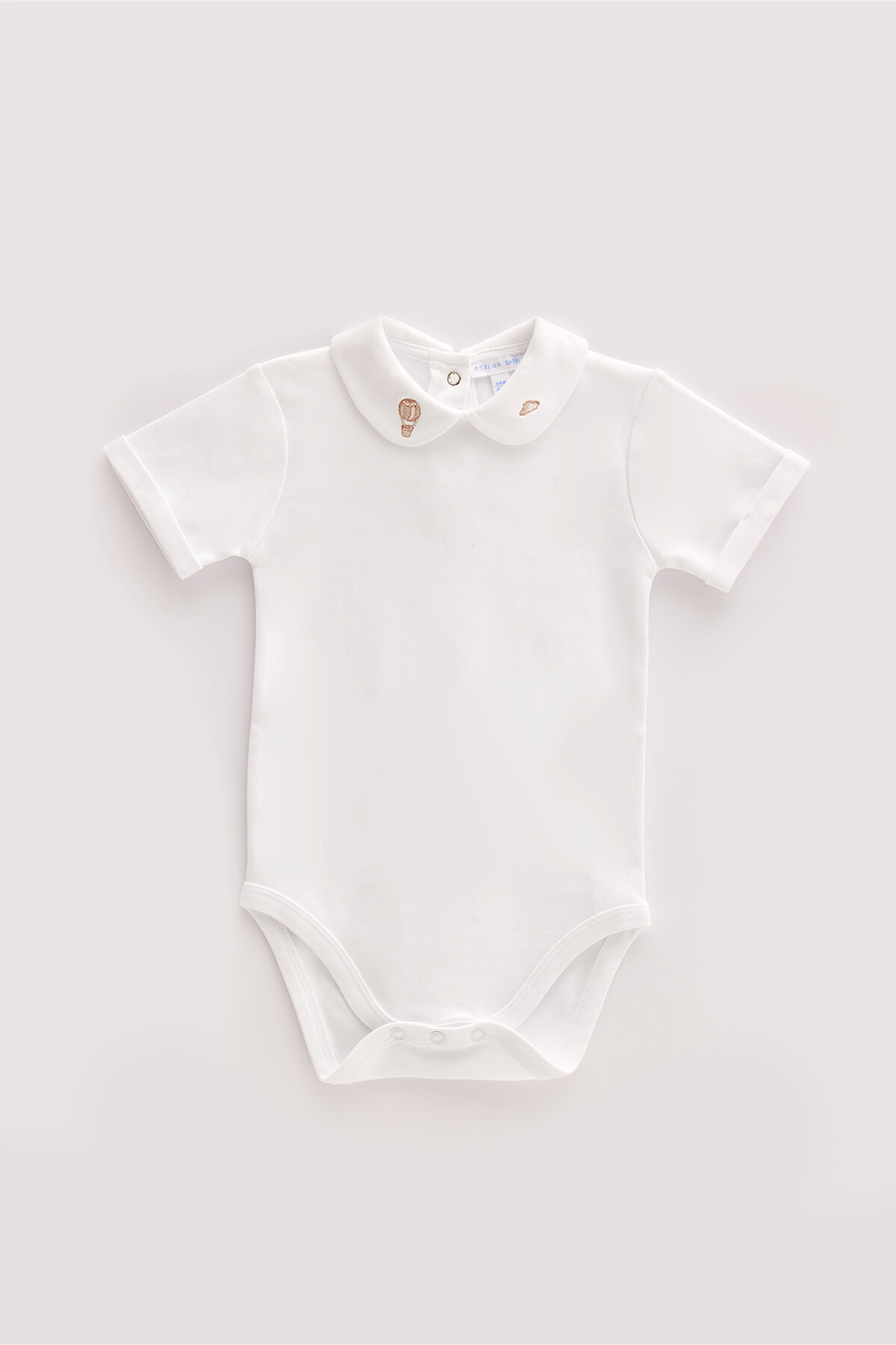 Embroidered Baby Bodysuit - Toile de Jouy / Beige