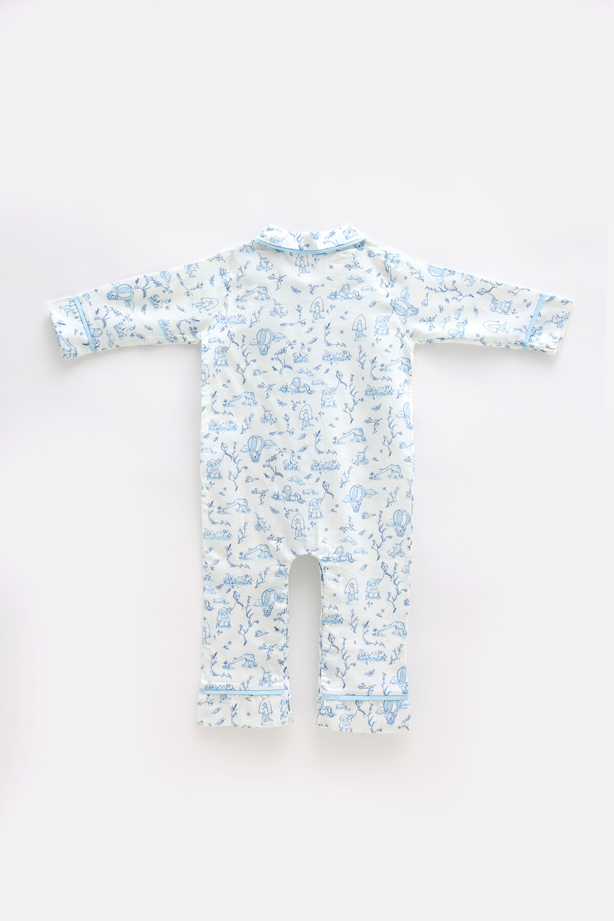 Cotton Satin Jumpsuit - Toile De Jouy / Blue