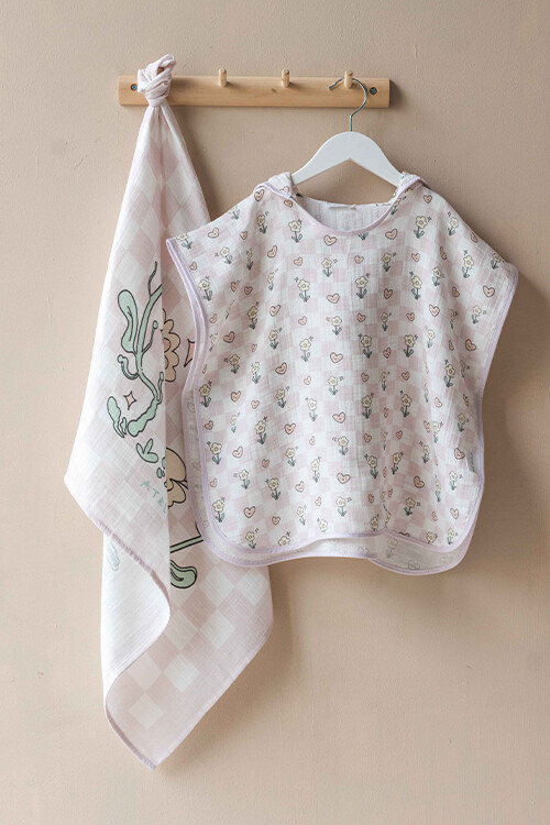 Poncho & Muslin Cover Set - Checkers