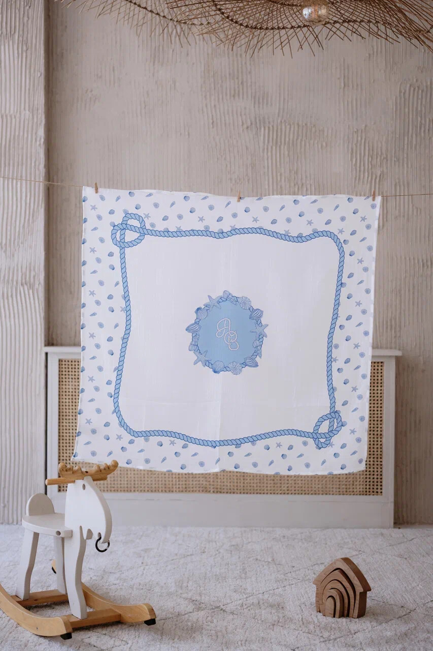 Poncho & Muslin Cover Set - Sea Shells