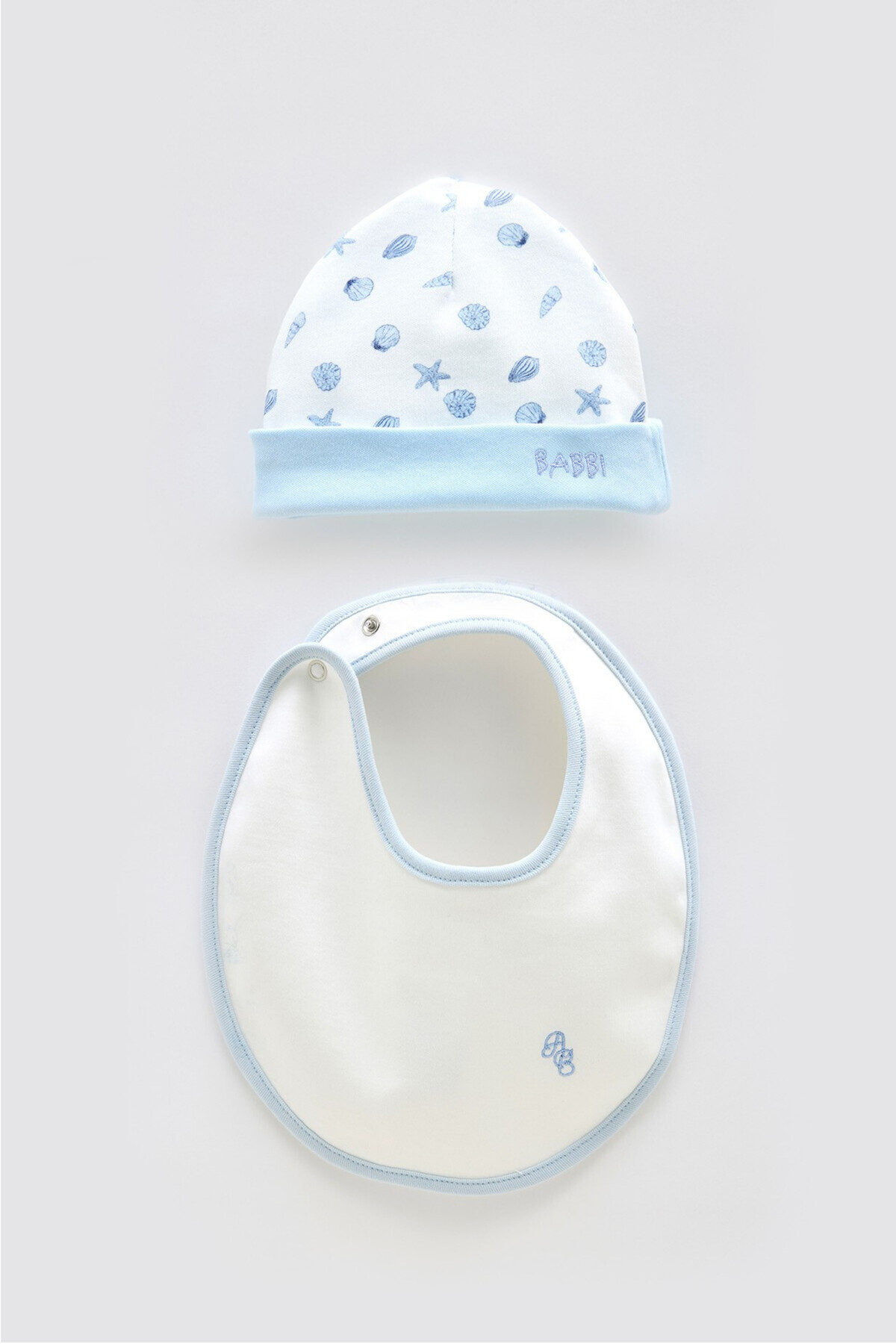 Newborn Bib & Hat Set - Sea Shells