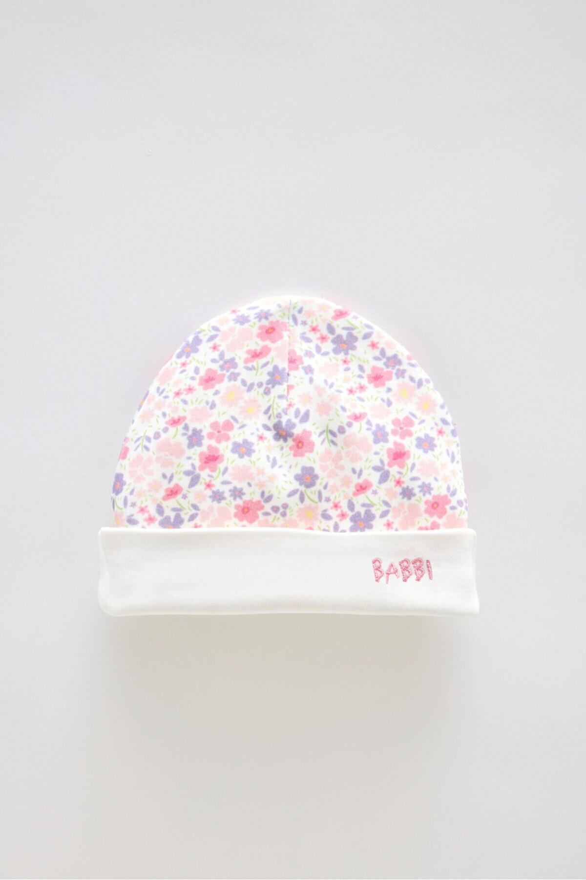 Newborn Bib & Hat Set - Tiny Flowers / Pink