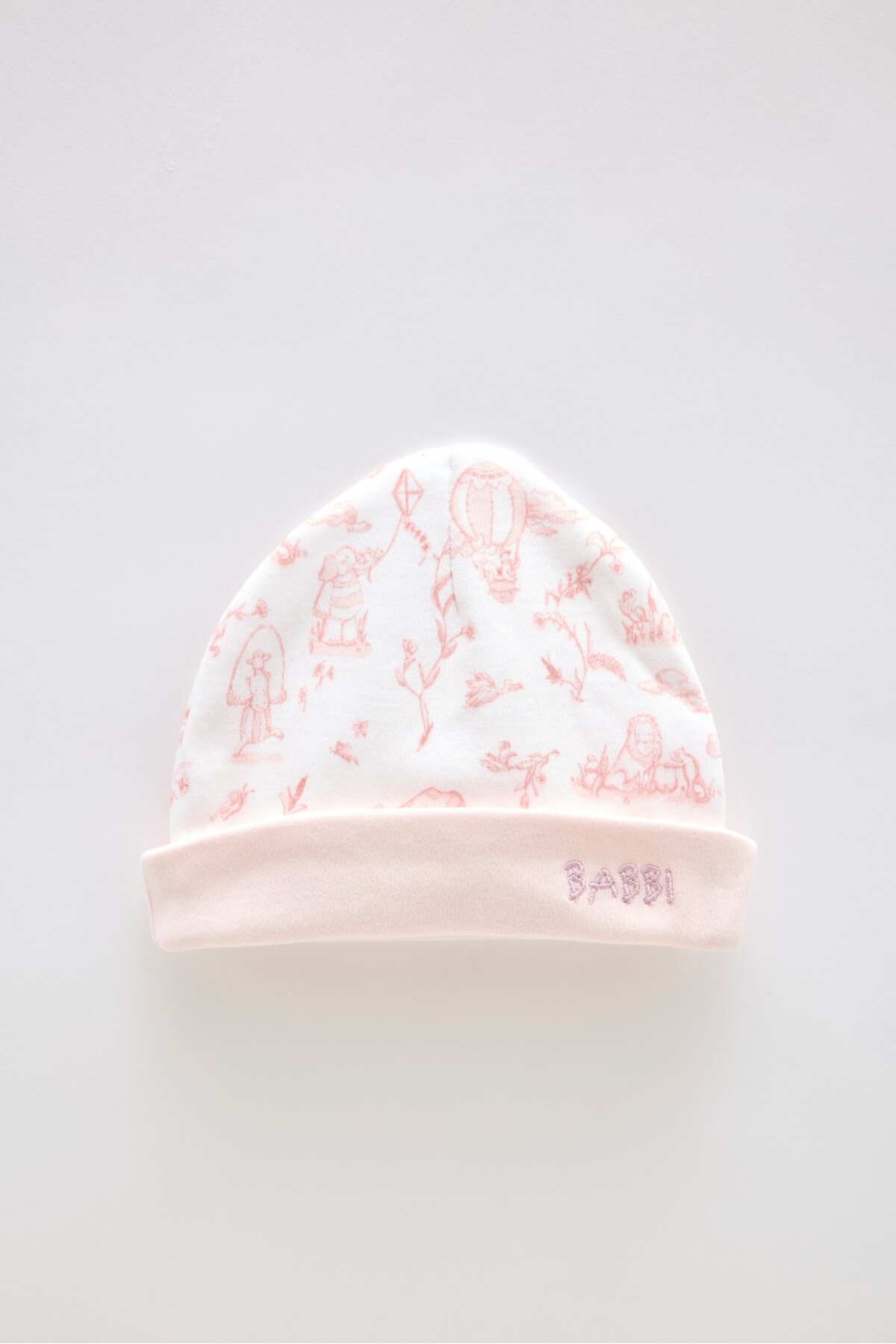 Yenidoğan Şapka - Toile De Jouy / Pembe