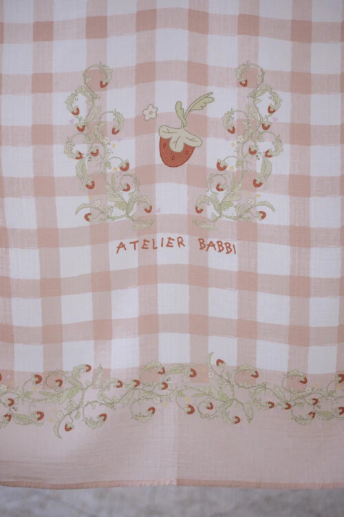 Çift Katlı Müslin Bebek Örtüsü - Çilek