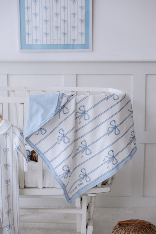Double Sided Blanket - Ribbon/ Blue