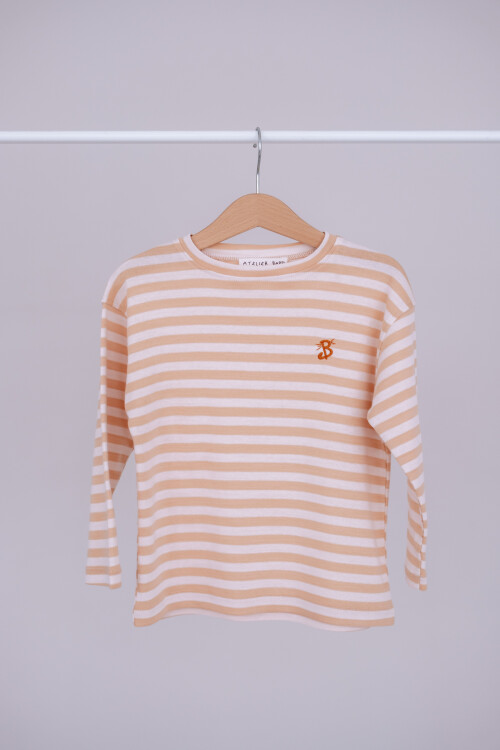 Striped Long Sleeve T-shirt - Beige