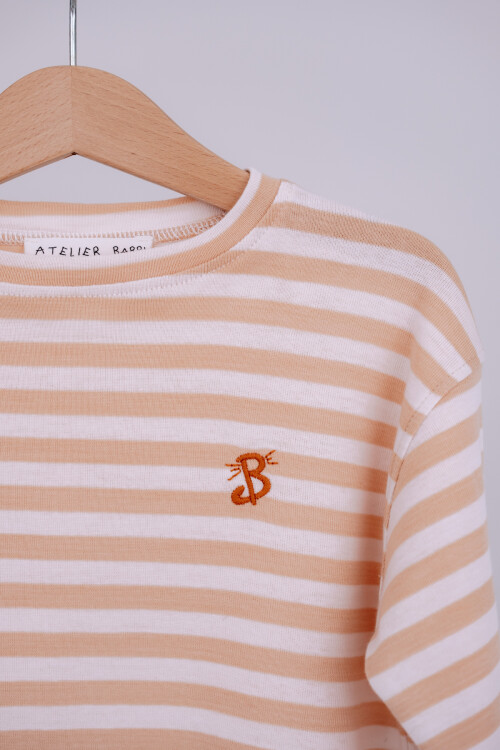 Striped Long Sleeve T-shirt - Beige