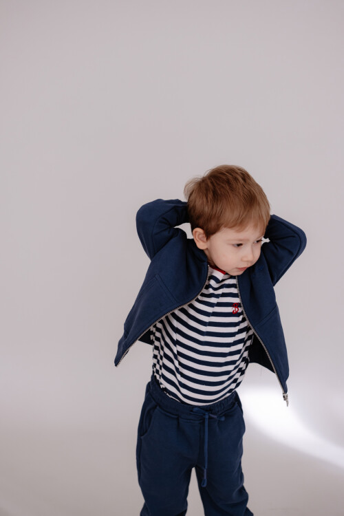 Striped Long Sleeve T-shirt - Navy Blue