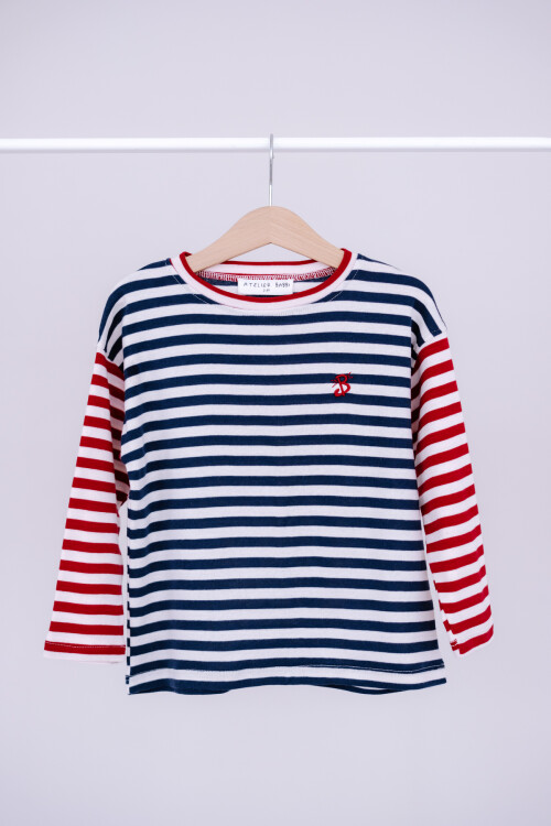 Striped Long Sleeve T-shirt - Navy Blue