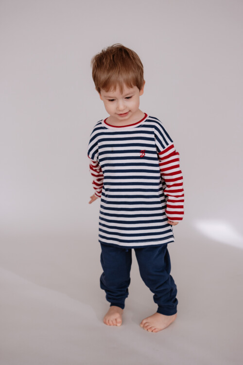 Striped Long Sleeve T-shirt - Navy Blue