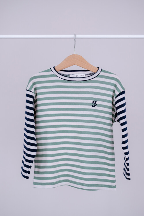 Striped Long Sleeve T-shirt - Green