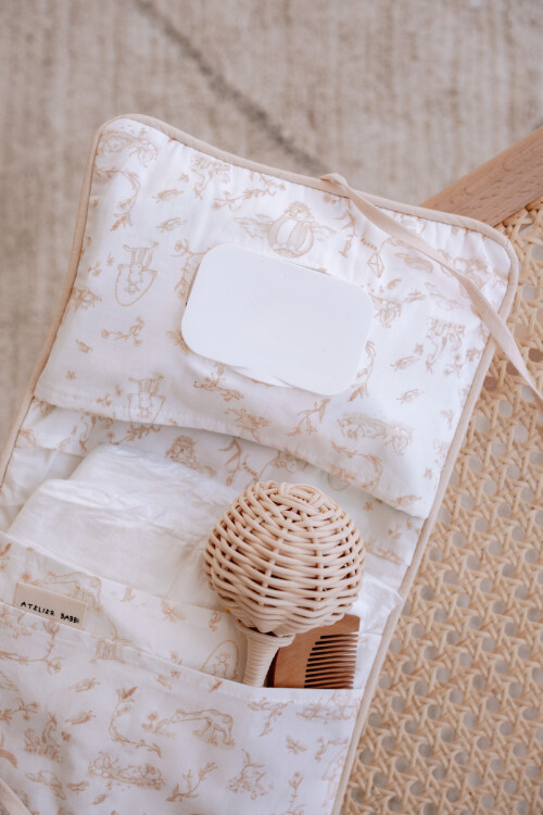 Wet Wipes & Diaper Bag  - Toile De Jouy / Beige