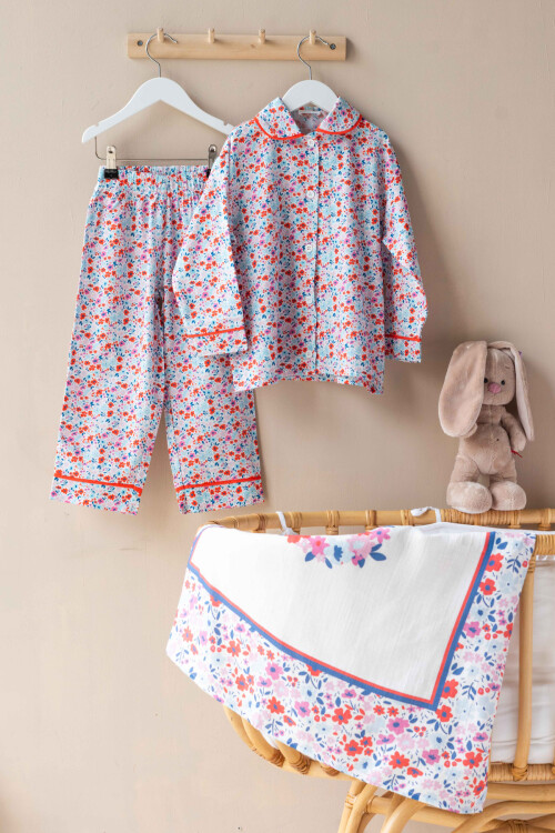 Pyjama Set - Tiny Flowers / Red