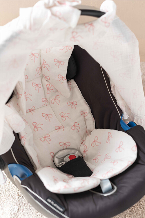 STROLLER CUSHION - RIBBON/PINK