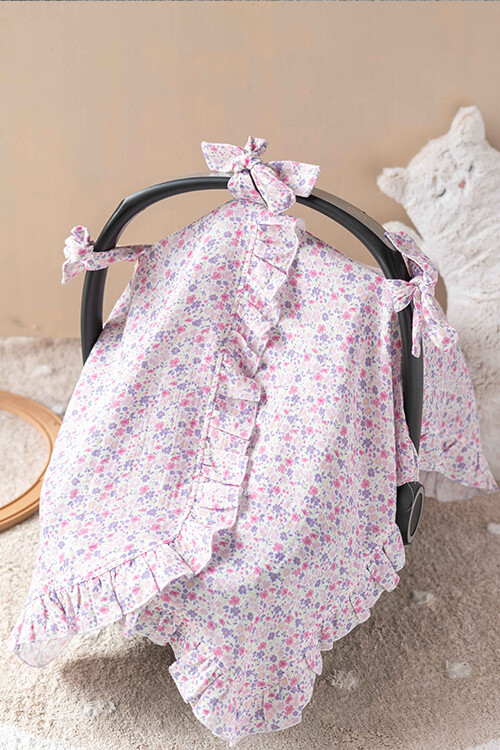 STROLLER BLANKET - TINY FLOWERS/PINK
