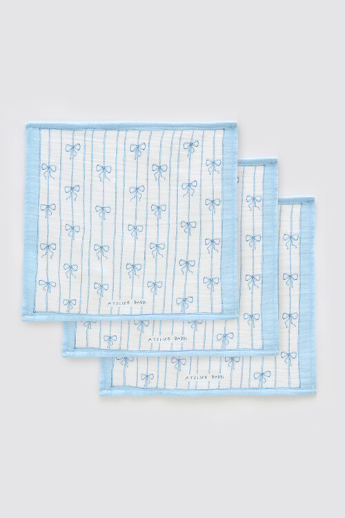 3Lü Ağız Bezi Seti - Kurdele / Mavi