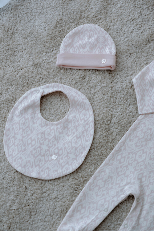 NEWBORN SET (3-PIECE) - IKAT / PINK
