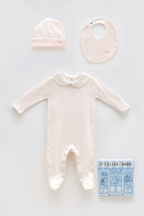 NEWBORN SET (3-PIECE) - IKAT / PINK
