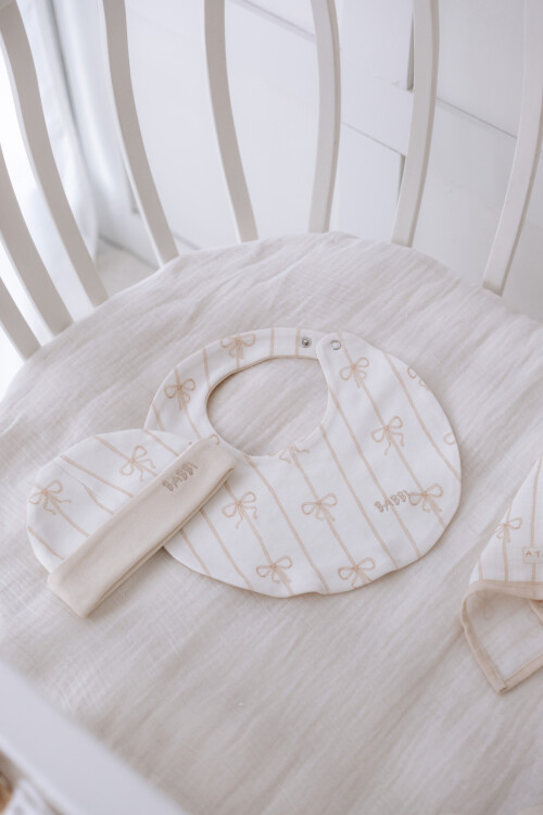 NEWBORN SET (3-PIECE) - RIBBON/BEIGE