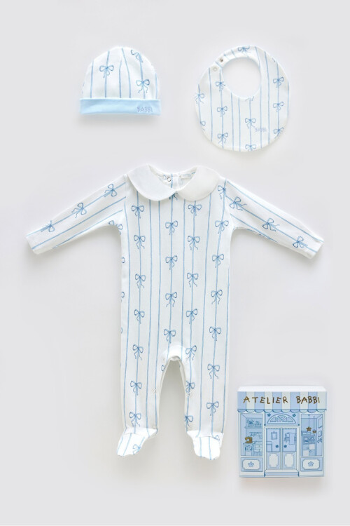 NEWBORN SET (3-PIECE) - RIBBON/BLUE