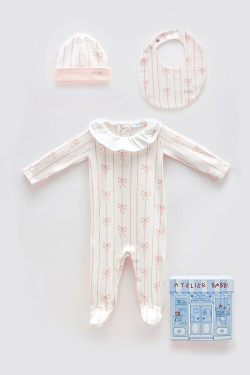 NEWBORN SET (3-PIECE) - RIBBON/PINK