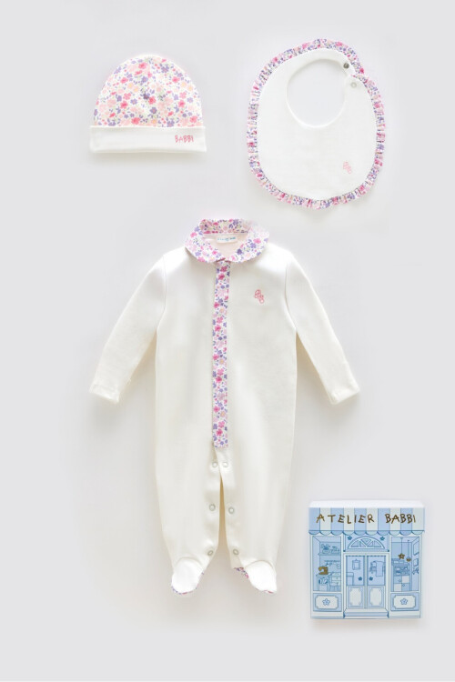 NEWBORN SET (3-PIECE) - TINY FLOWERS/PINK