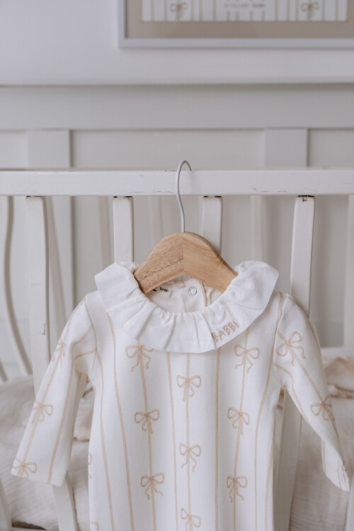 NEWBORN SET (4-PIECE) -  RIBBON/BEIGE