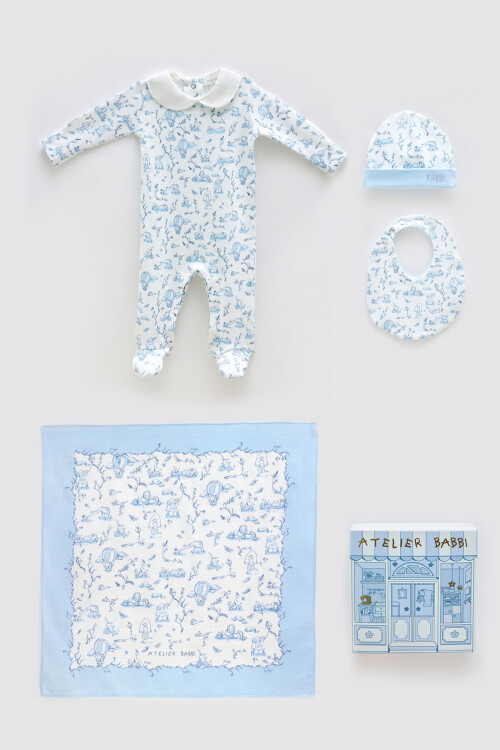 NEWBORN SET (4-PIECE) - TOILE DE JOUY / BLUE
