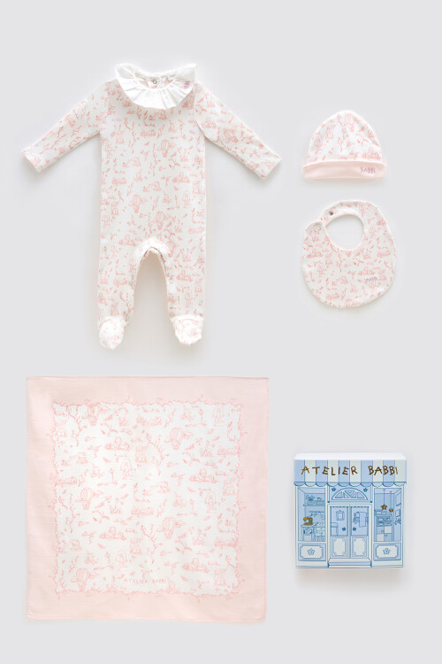 NEWBORN SET (4-PIECE) - TOILE DE JOUY/PINK