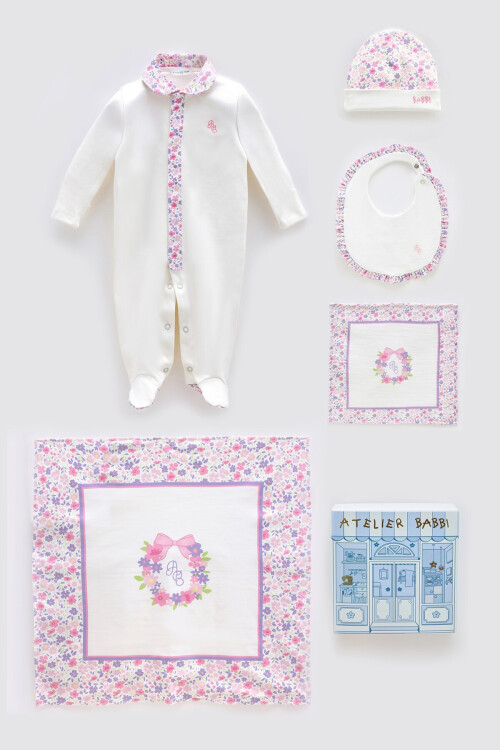 NEWBORN SET (5 PIECE) - TINY FLOWERS/PINK