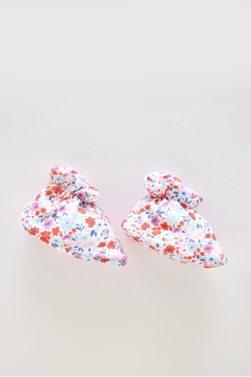 BOOTIES - TINY FLOWERS/RED