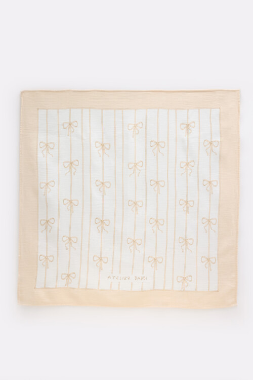 Çift Katlı Müslin Bebek Örtüsü - Kurdele / Bej