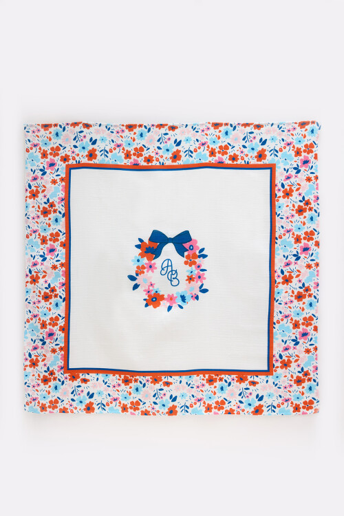 Çift Katlı Müslin Bebek Örtüsü - Minik Çiçekler / Kırmızı