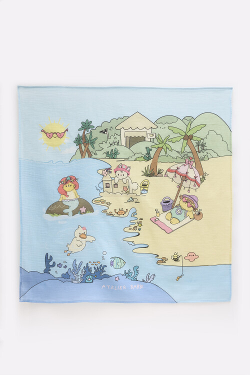 Çift Katlı Müslin Bebek Örtüsü - Sahil / Kız