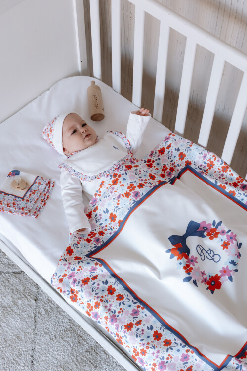 Double Sided Blanket - Tiny Flowers / Red