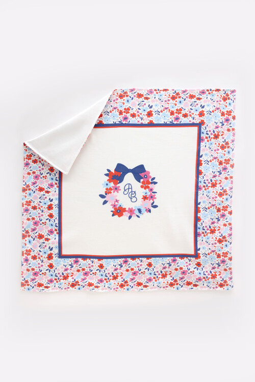 Double Sided Blanket - Tiny Flowers / Red